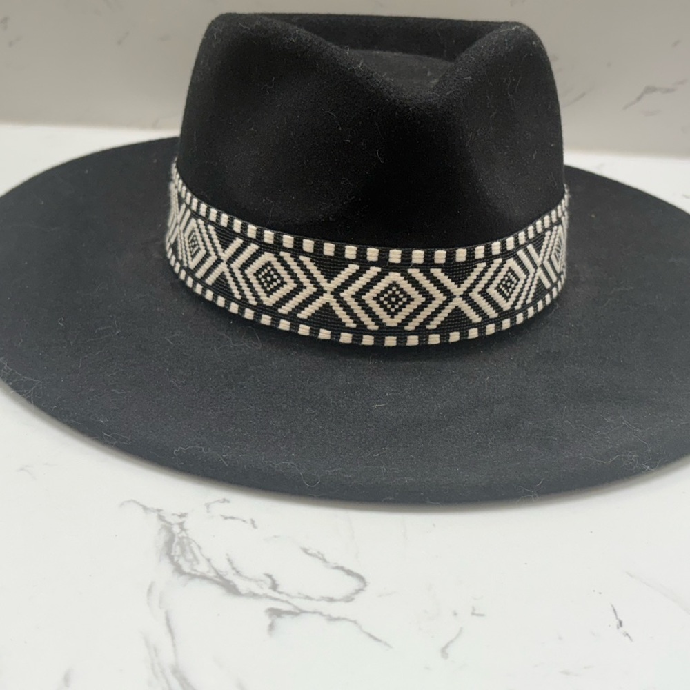 Black Fedora Hat with Geometric Band
